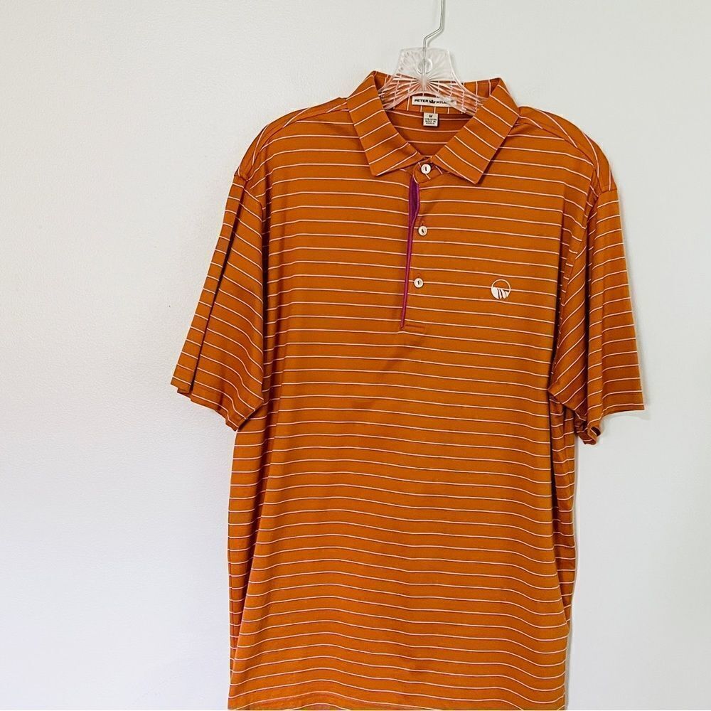 Peter Millar Orange Striped Polo